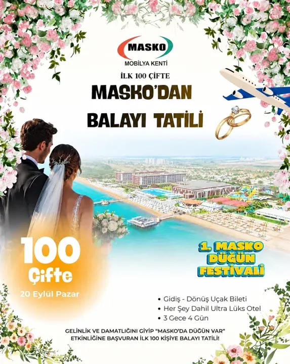 MASKO Düğün Festivali’nde İlk 100 Çifte Kıbrıs Balayı Tatili Hediye