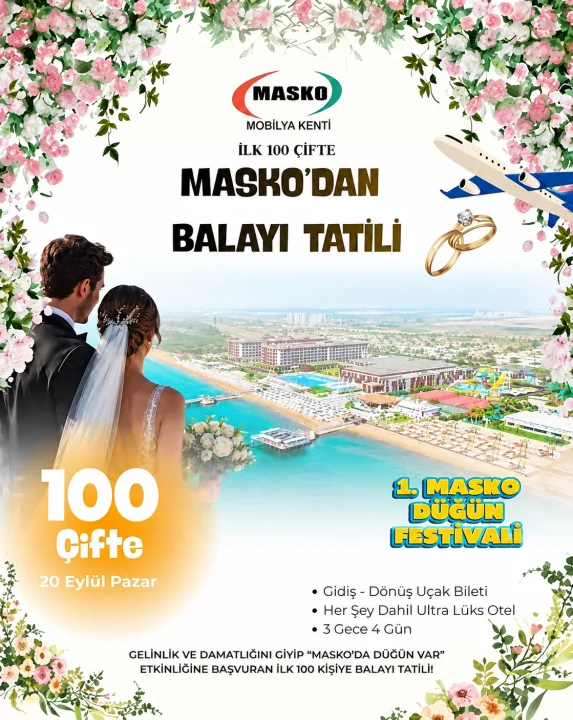 MASKO Düğün Festivali’nde İlk 100 Çifte Kıbrıs Balayı Tatili Hediye